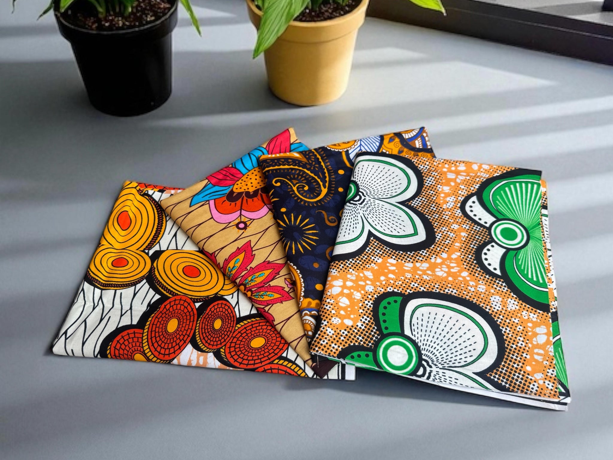 4 Fat quarters - Multicolor mix Tissus Patchwork - Coupons Tissus imprimé africain