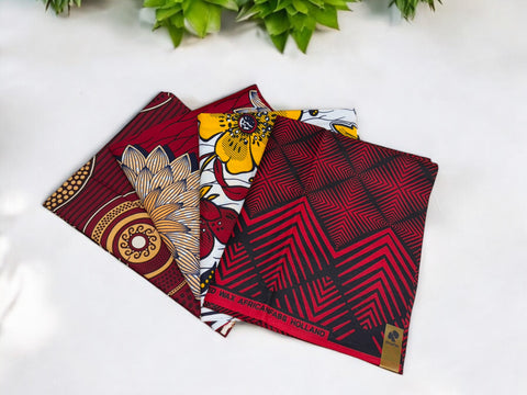 4 Fat quarters - Rouge x Tissus Patchwork - Coupons Tissus imprimé africain