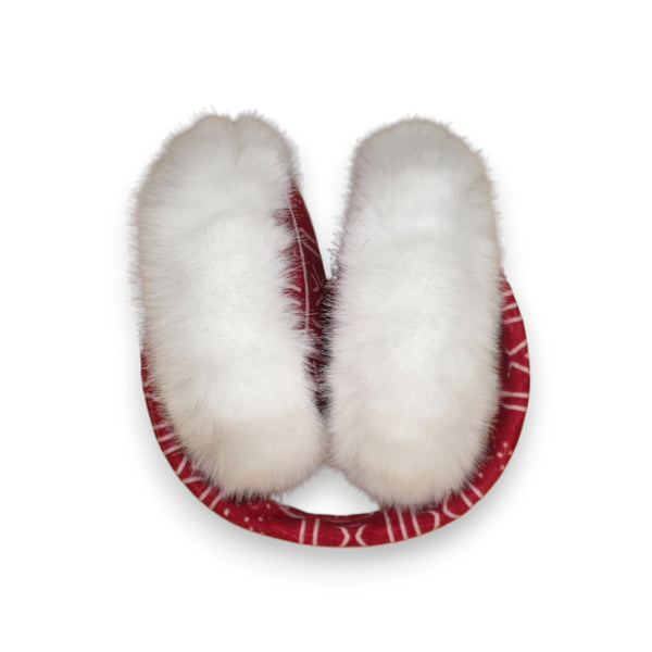 Cache-oreilles à Motifs Africains - Protège-oreilles d’Hiver Pliables - Rouge Blanc Bogolan