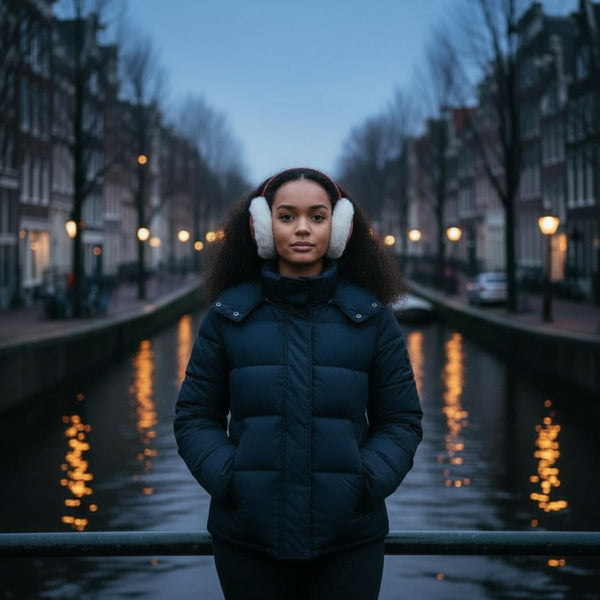 Cache-oreilles à Motifs Africains - Protège-oreilles d’Hiver Pliables - Rouge Blanc Bogolan