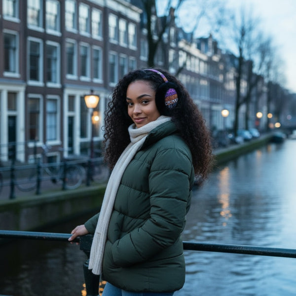 Cache-oreilles à Motifs Africains - Protège-oreilles d’Hiver Pliables - Rose Orange Tribal