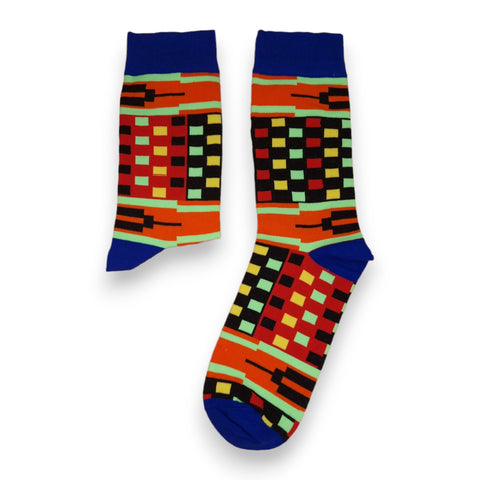 Chaussettes africaines / chaussettes afro / chaussettes kente - Bleu multicolor