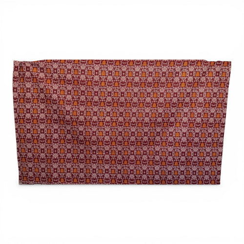 Paréo  / Sarong / Pagne - Jupe de plage en coton / écharpe de portage - Icônes Bogolan rouge bordeaux et orange