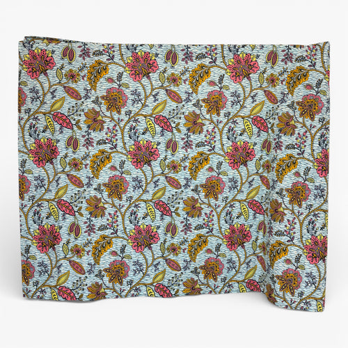 Paréo  / Sarong / Pagne - Jupe de plage en coton / écharpe de portage - Bleu Flowers