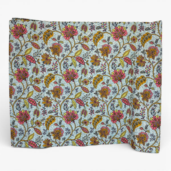 Paréo  / Sarong / Pagne - Jupe de plage en coton / écharpe de portage - Bleu Flowers