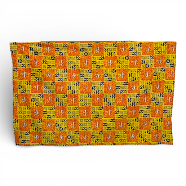 Paréo  / Sarong / Pagne - Jupe de plage en coton / écharpe de portage - Jaune Orange Tribal Squares