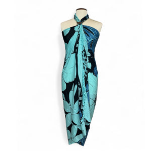 Paréo  / Sarong - Jupe enveloppante / tenue de plage - Grande fleur turquoise