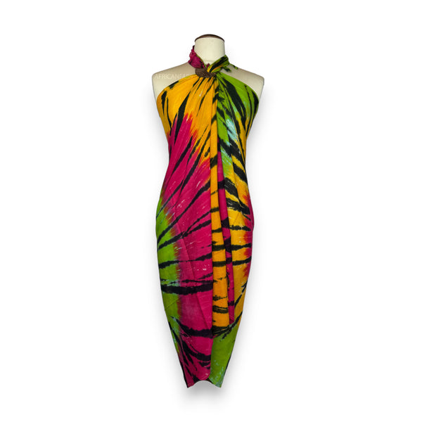 Paréo  / Sarong - Jupe enveloppante / tenue de plage -  Tie dye Multicolore