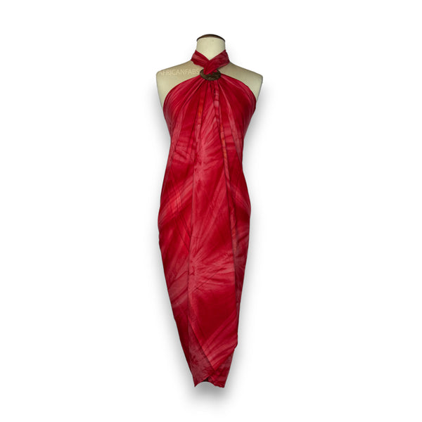Paréo  / Sarong - Jupe enveloppante / tenue de plage -  Tie dye rouge