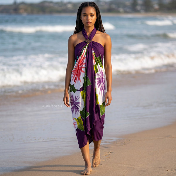 Peint à la main Paréo  / Sarong - Jupe enveloppante / tenue de plage - Pourpre
