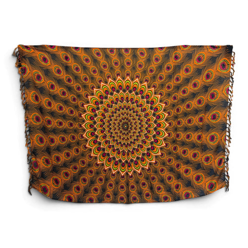 Paréo  / Sarong - Jupe enveloppante / tenue de plage - Marron Orange Peacock Sunset