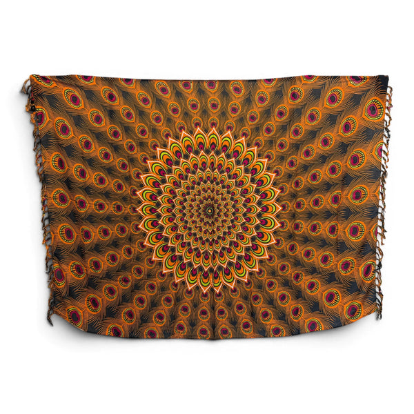 Paréo  / Sarong - Jupe enveloppante / tenue de plage - Marron Orange Peacock Sunset
