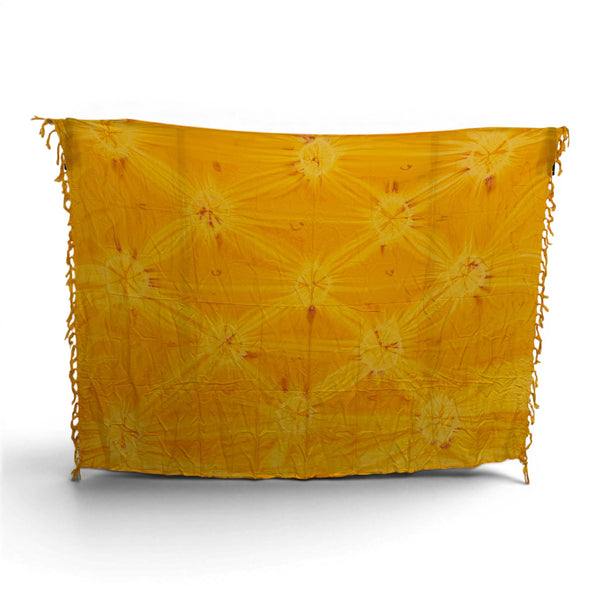 Paréo  / Sarong - Jupe enveloppante / tenue de plage - Jaune Orange Sunset Tie Dye