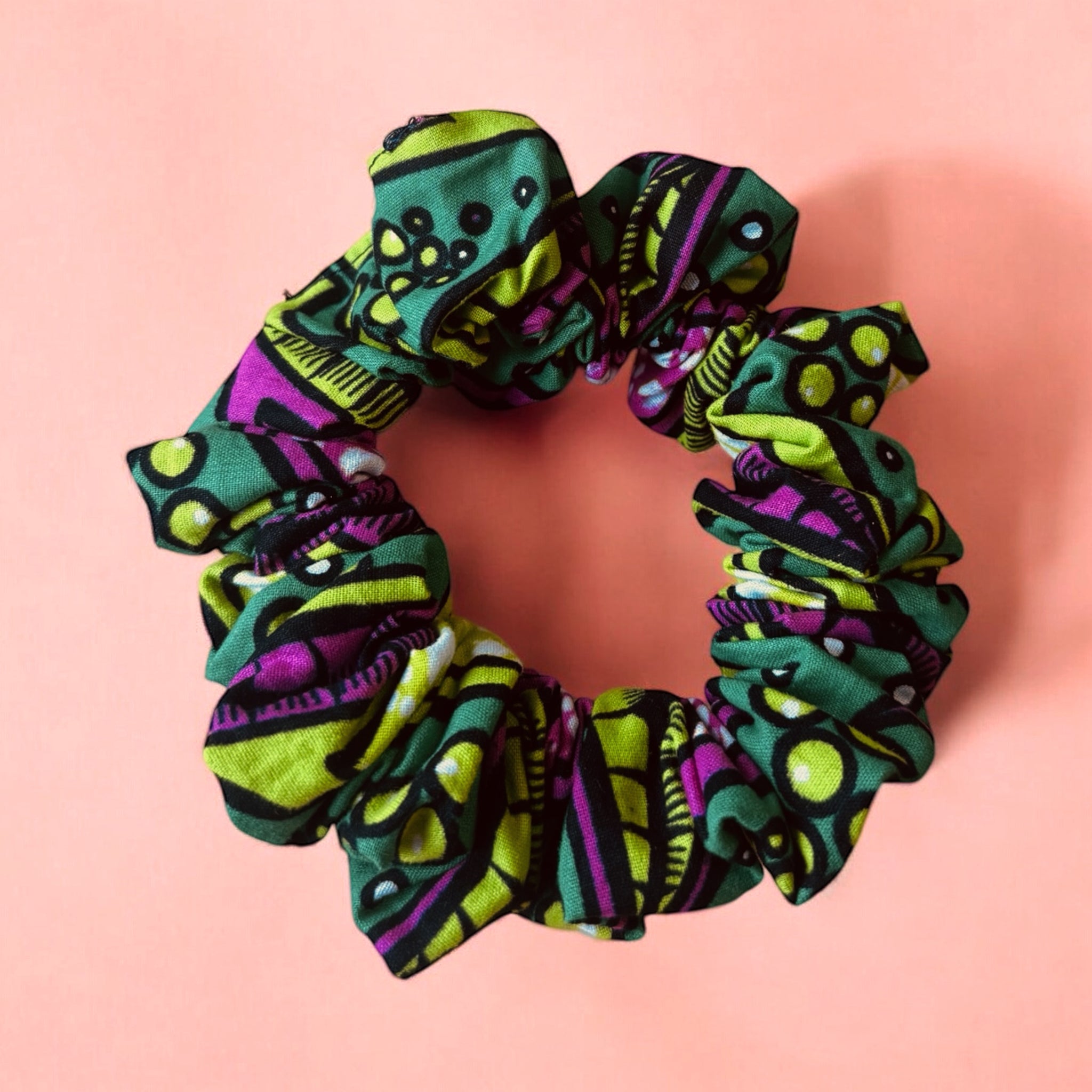 Chouchou / scrunchie imprimés africains - Accessoires  - Vert mix