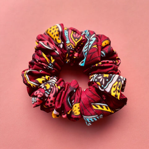 Chouchou / scrunchie imprimés africains - Accessoires cheveux - Rouge