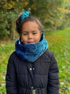 Imprimé africain Echarpes d'hiver pour enfants Unisex - Bleu rings