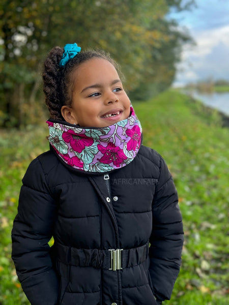 Imprimé africain Echarpes d'hiver  à col roulé pour enfants Unisex - Multicolor Flowers