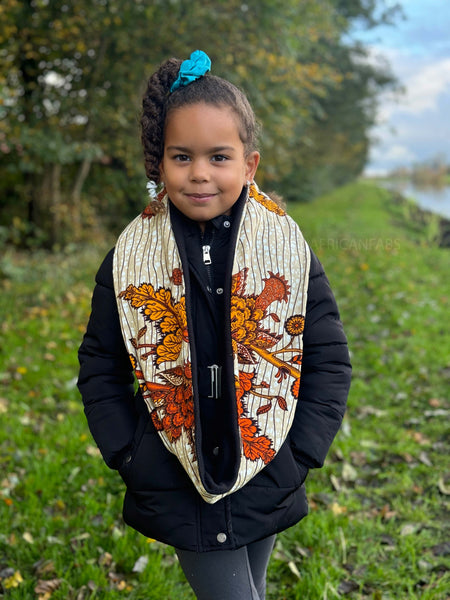 Imprimé africain Echarpes d'hiver à col roulé pour enfants Unisex - Orange Garden