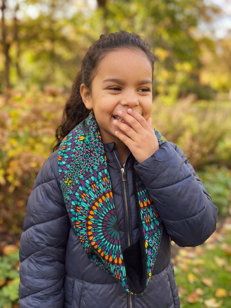 Imprimé africain Echarpes d'hiver à col roulé pour enfants Unisex - Turquoise Violet Ocean Eye