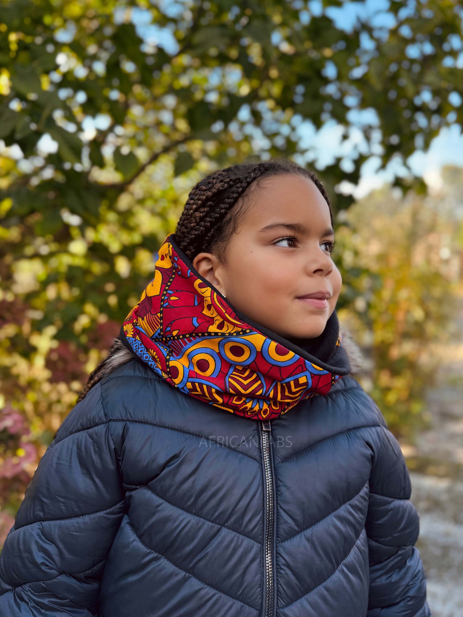 Imprimé africain Echarpes d'hiver à col roulé pour enfants Unisex - Rouge