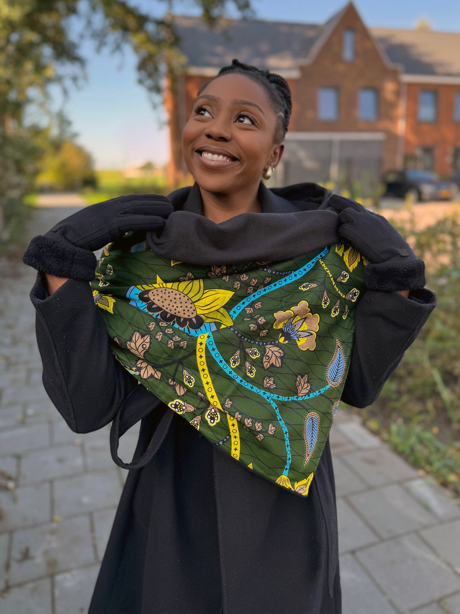 Imprimé africain Echarpes d'hiver pour adultes Unisex - Vert foncé Botanical Flow