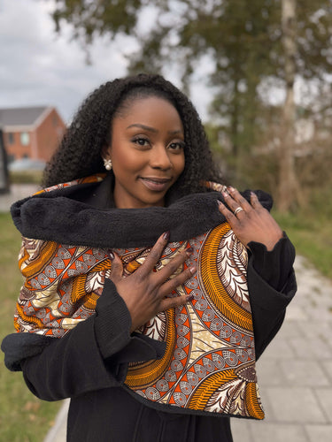 Imprimé africain Echarpes d'hiver pour adultes Unisex - Orange Plume