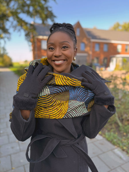 Imprimé africain Echarpes d'hiver pour adultes Unisex - Vert Concentric Circle Design