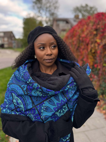 Imprimé africain Echarpes d'hiver pour adultes Unisex - Mandala Bleue