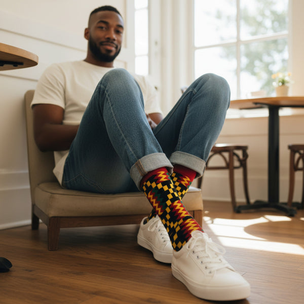 Chaussettes africaines / chaussettes afro / chaussettes kente - Lot de 3 paires ( OWO )