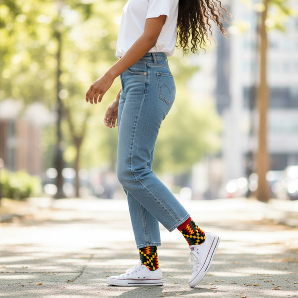 Chaussettes africaines / chaussettes afro / chaussettes kente - Rouge
