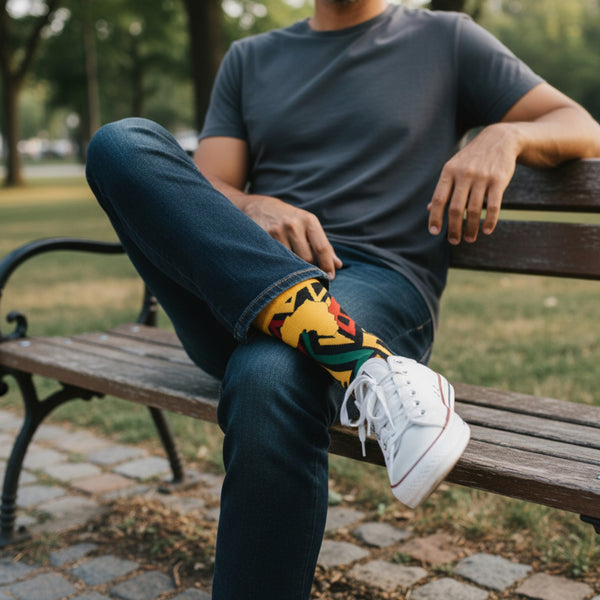 Chaussettes africaines / chaussettes afro / chaussettes kente - Jaune