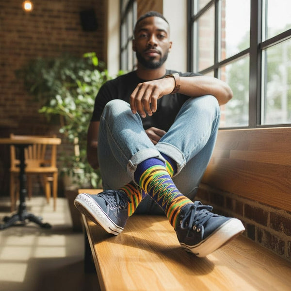 Chaussettes africaines / chaussettes afro / chaussettes kente - Bleu