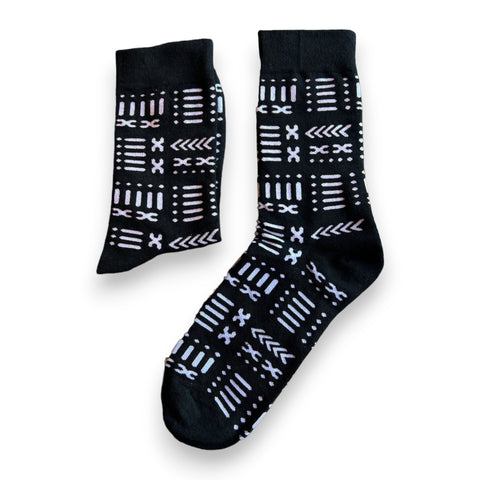 Chaussettes africaines / chaussettes afro - Noir Bogolan