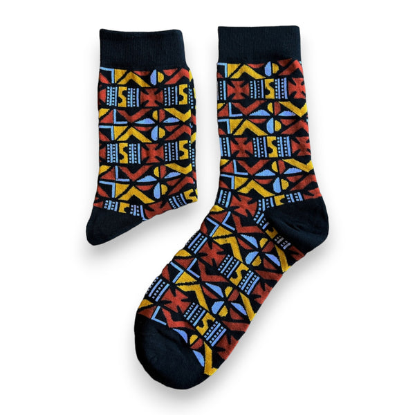 Chaussettes africaines / Ensemble de chaussettes afro BAMABARA en pochette - Lot de 4 paires