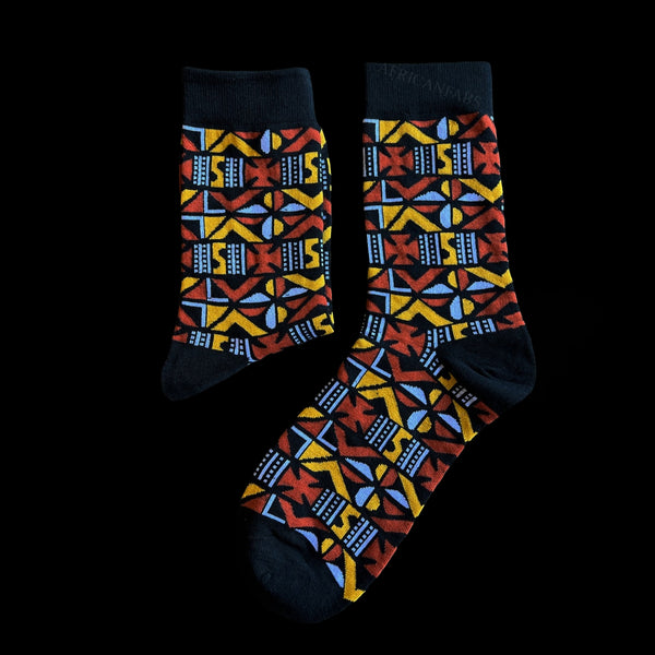 Chaussettes africaines / Ensemble de chaussettes afro MEDAASE en pochette - Lot de 5 paires