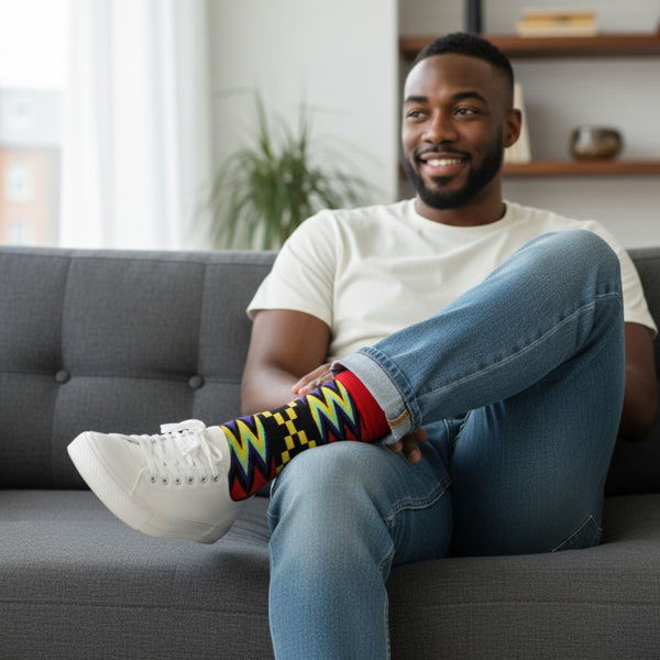 Chaussettes africaines / chaussettes afro / chaussettes kente - Noir / Violet / Rouge