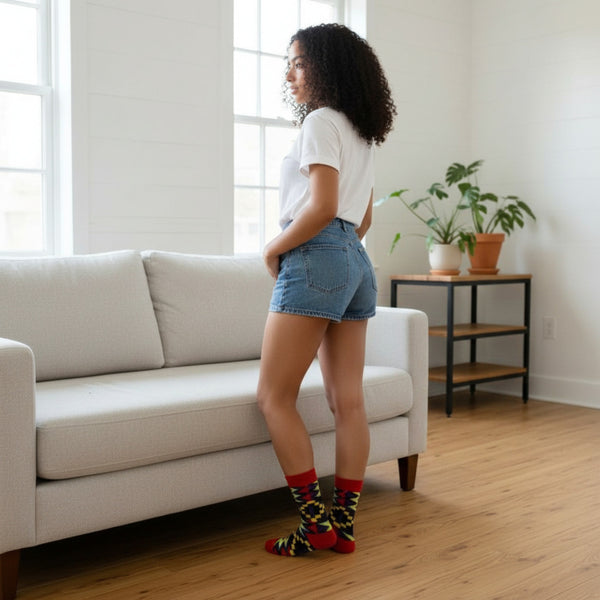 Chaussettes africaines / chaussettes afro / chaussettes kente - Noir / Violet / Rouge