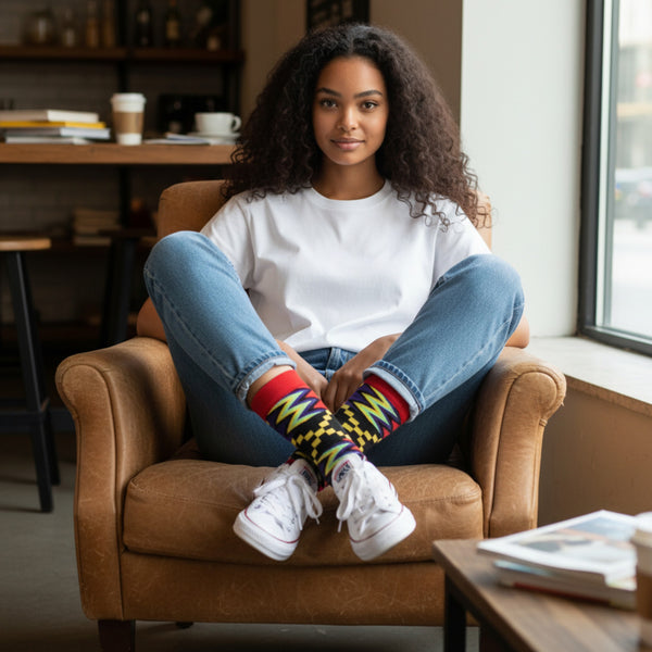 Chaussettes africaines / chaussettes afro / chaussettes kente - Noir / Violet / Rouge