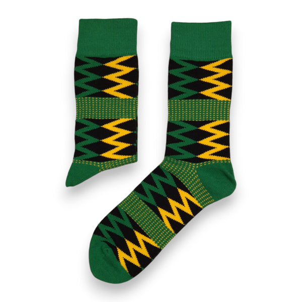 Chaussettes africaines / chaussettes afro - Lot de 3 paires - Vert Kente KOFI