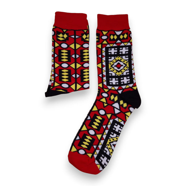 Chaussettes africaines / chaussettes afro / chaussettes Samakaka - Rouge