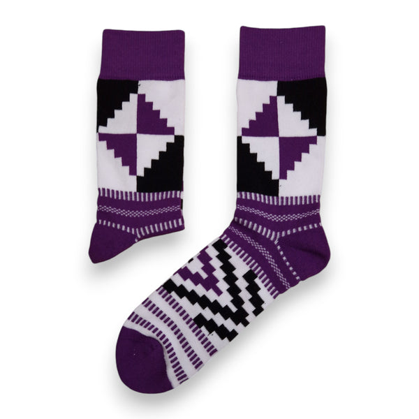 Chaussettes africaines / chaussettes afro / chaussettes kente - Blanc Violet