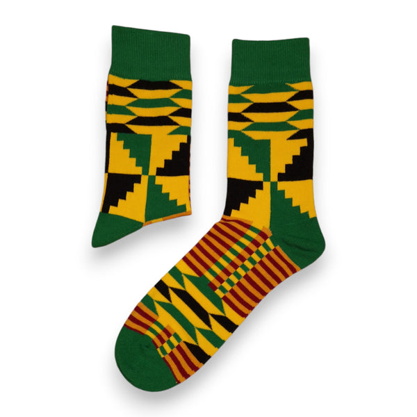 Chaussettes africaines / chaussettes afro - Lot de 3 paires - Vert Kente KOFI