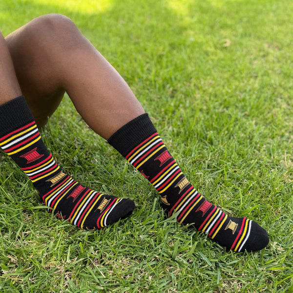 Chaussettes africaines / chaussettes afro / chaussettes kente - Noir Rouge Jaune