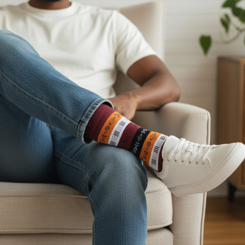 Chaussettes africaines / chaussettes afro / chaussettes kente - Marron Bogolan Symbols