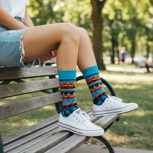 Chaussettes africaines / chaussettes afro / chaussettes kente - Bleu Orange Tribal print