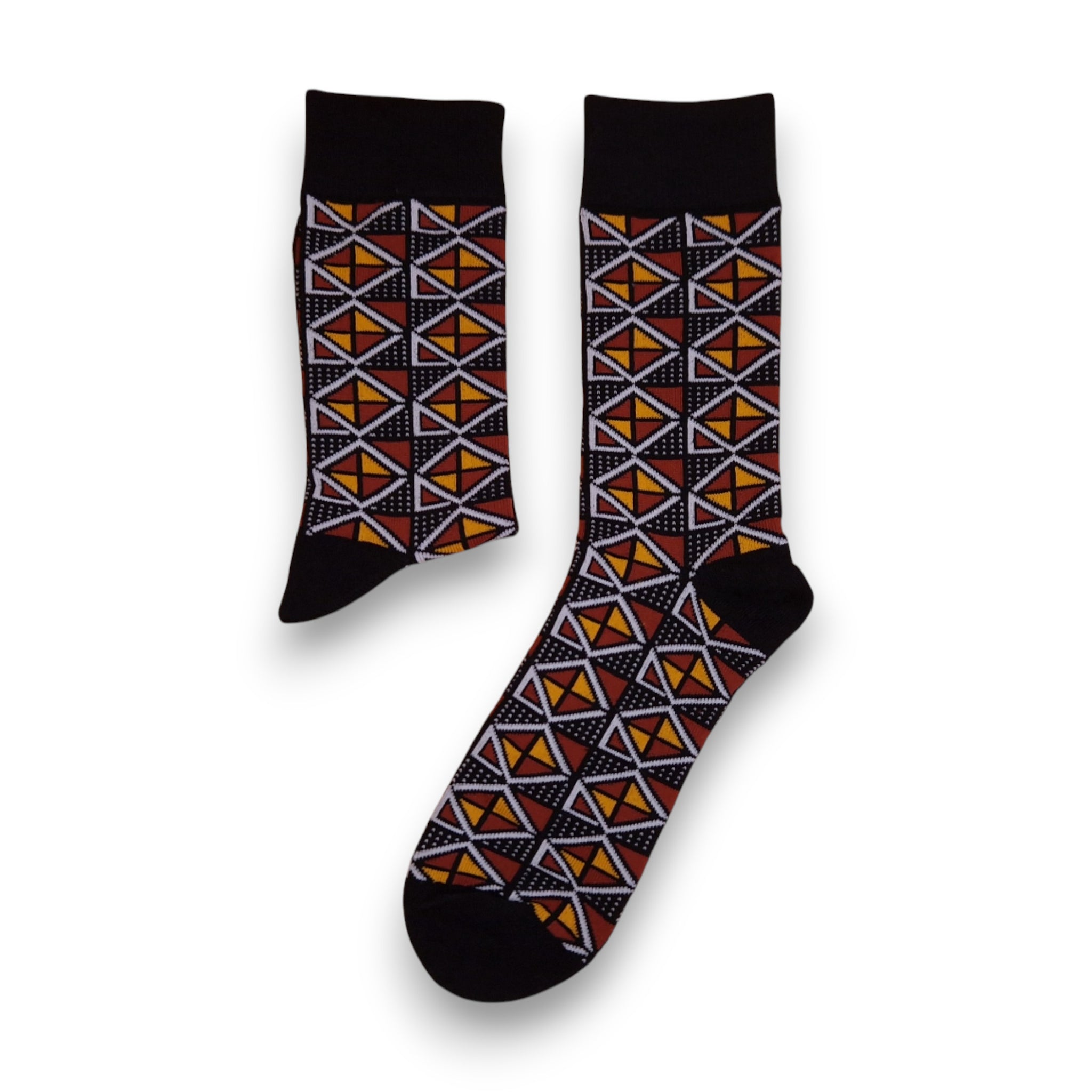 Chaussettes africaines / chaussettes afro / chaussettes kente - Marron Bogolan