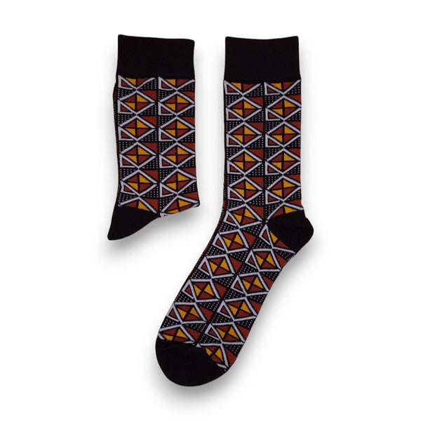 Chaussettes africaines / chaussettes afro - Lot de 3 paires - Marron ADWOA