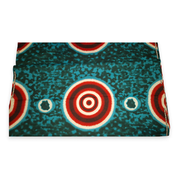 Tissu africain / tissu wax - Turquoise / Rouge Tie Dye - Polycoton