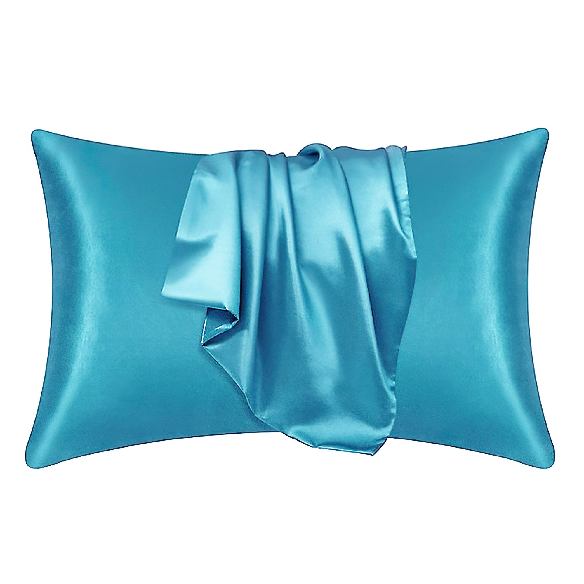 Taie d'oreiller en satin Bleu clair -Turquoise 60 x 70 cm taille standard - Taie d'oreiller en satin soyeux