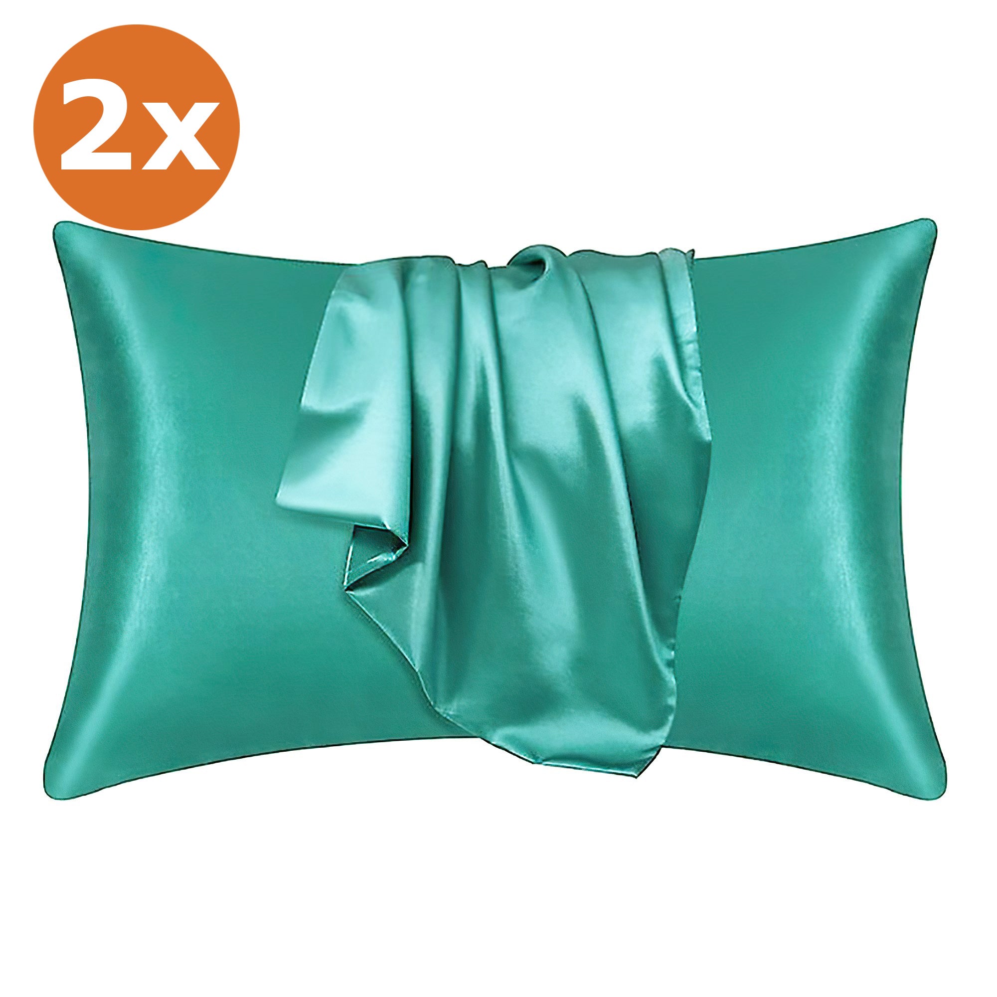 2 PIÈCES - Taie d'oreiller en satin Vert tendre 60 x 70 cm taille standard - Taie d'oreiller en satin soyeux